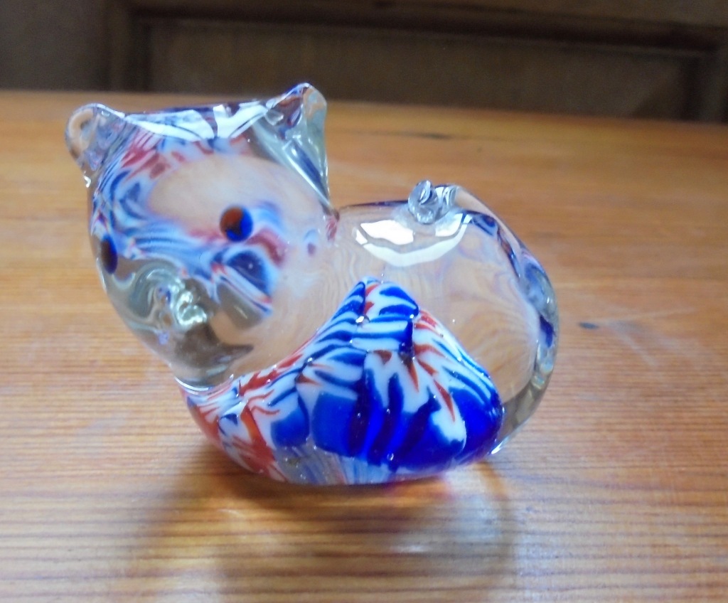 Millefiori Glass Cat Figurine